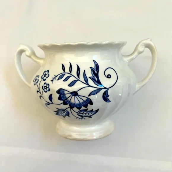 J & G Meakin LEGATO Creamer AND Sugar Bowl With Top Classic White & Blue England - Picture 15 of 15